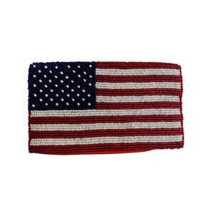 American Flag Beaded Coin Purse Wallet Red White Blue USA  Stars Stripes